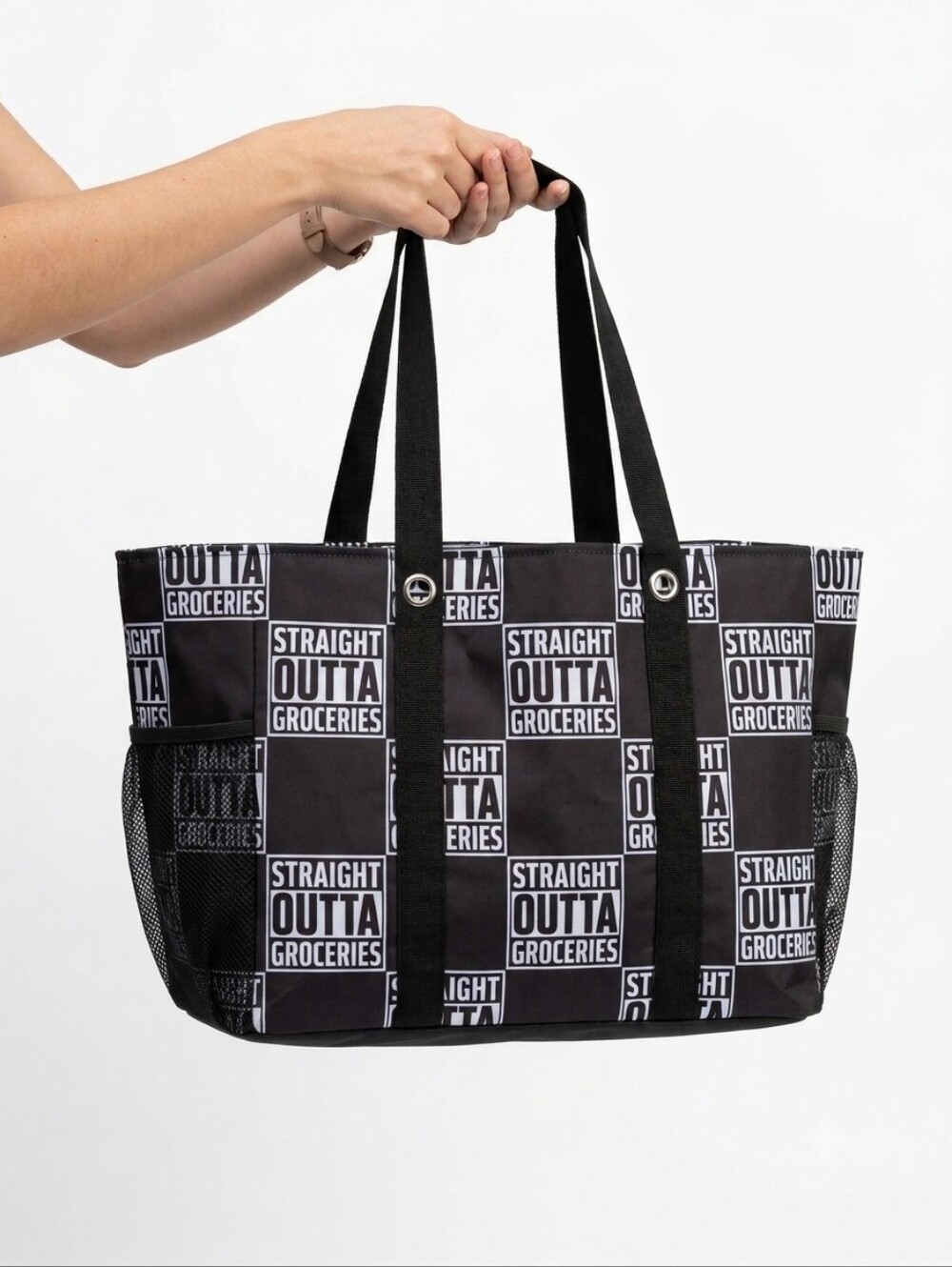 Collapsible Tote Bag: STRAIGHT OUTTA GROCERIES